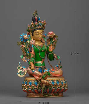 Green Tara Colorful Statue | Empowerment in Compassionate Action