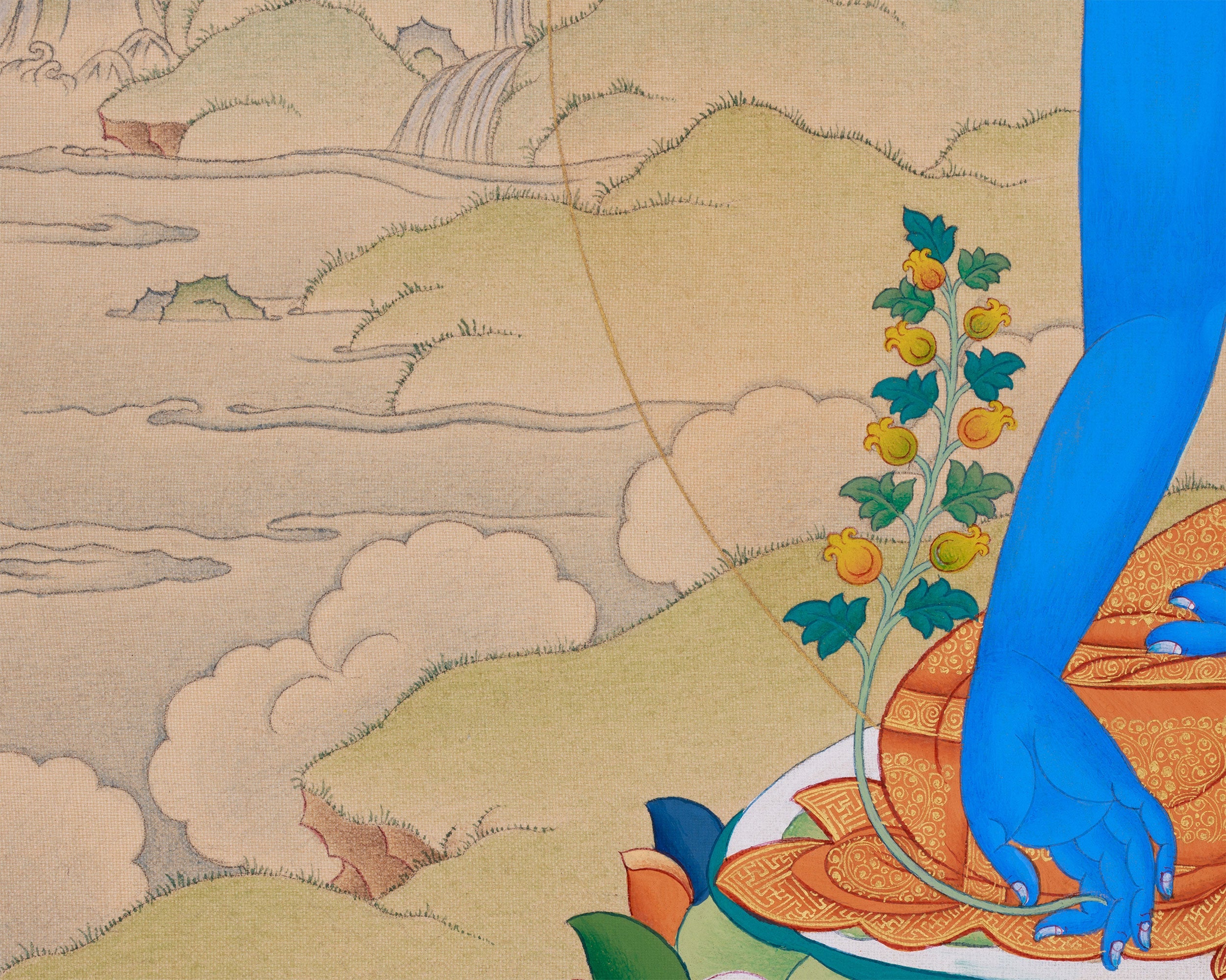 Hand-Painted Bhaisajyaguru Painting | Tibetan Buddha of Healing