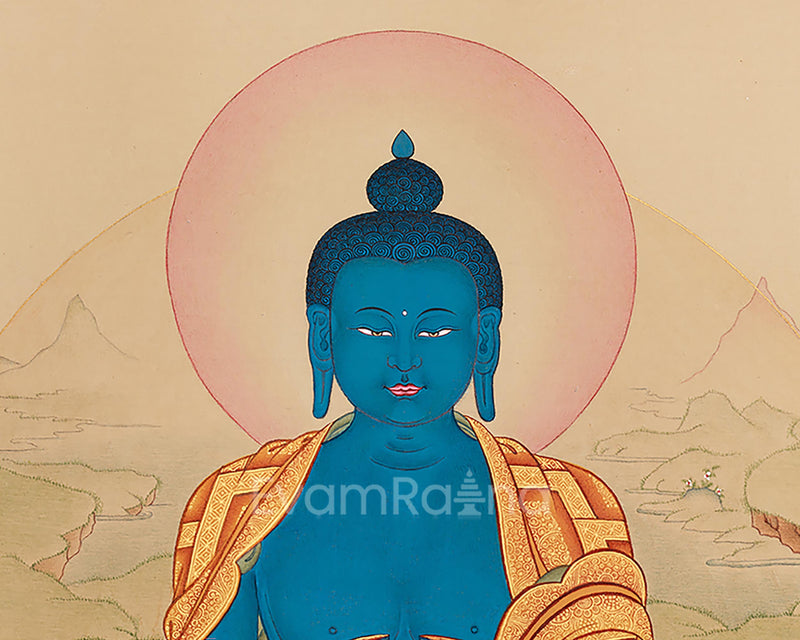 Sangay Menla (Medicine Buddha) Thangka – Traditional Tibetan Healing Art