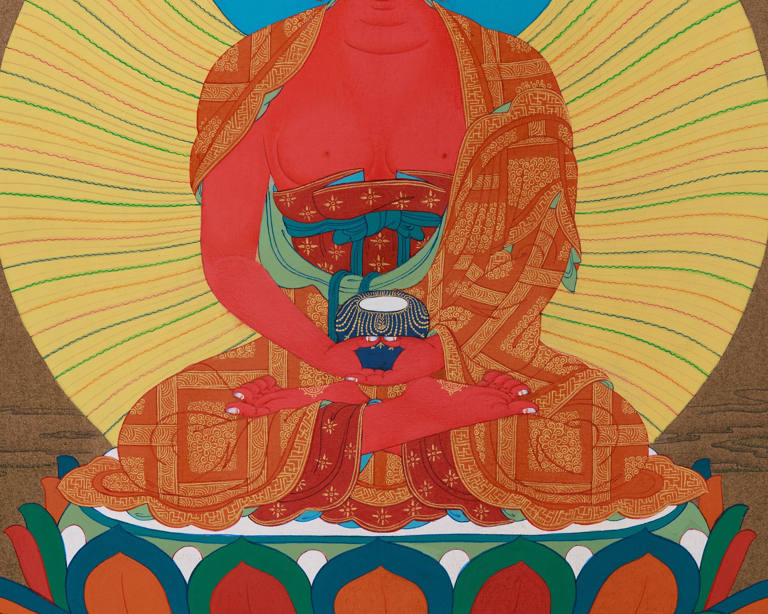 Sacred Amitabha Buddha Thangka | Radiating Boundless Light and Serenity