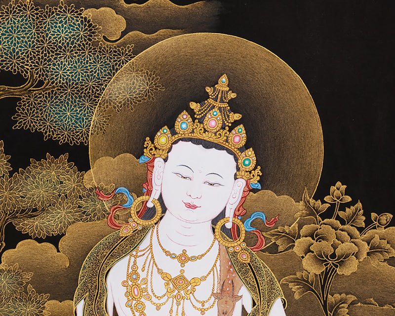 Guanyin, Bodhisattva of Compassion | Tibetan Avalokitesvara Art with 24K Gold Embellishments