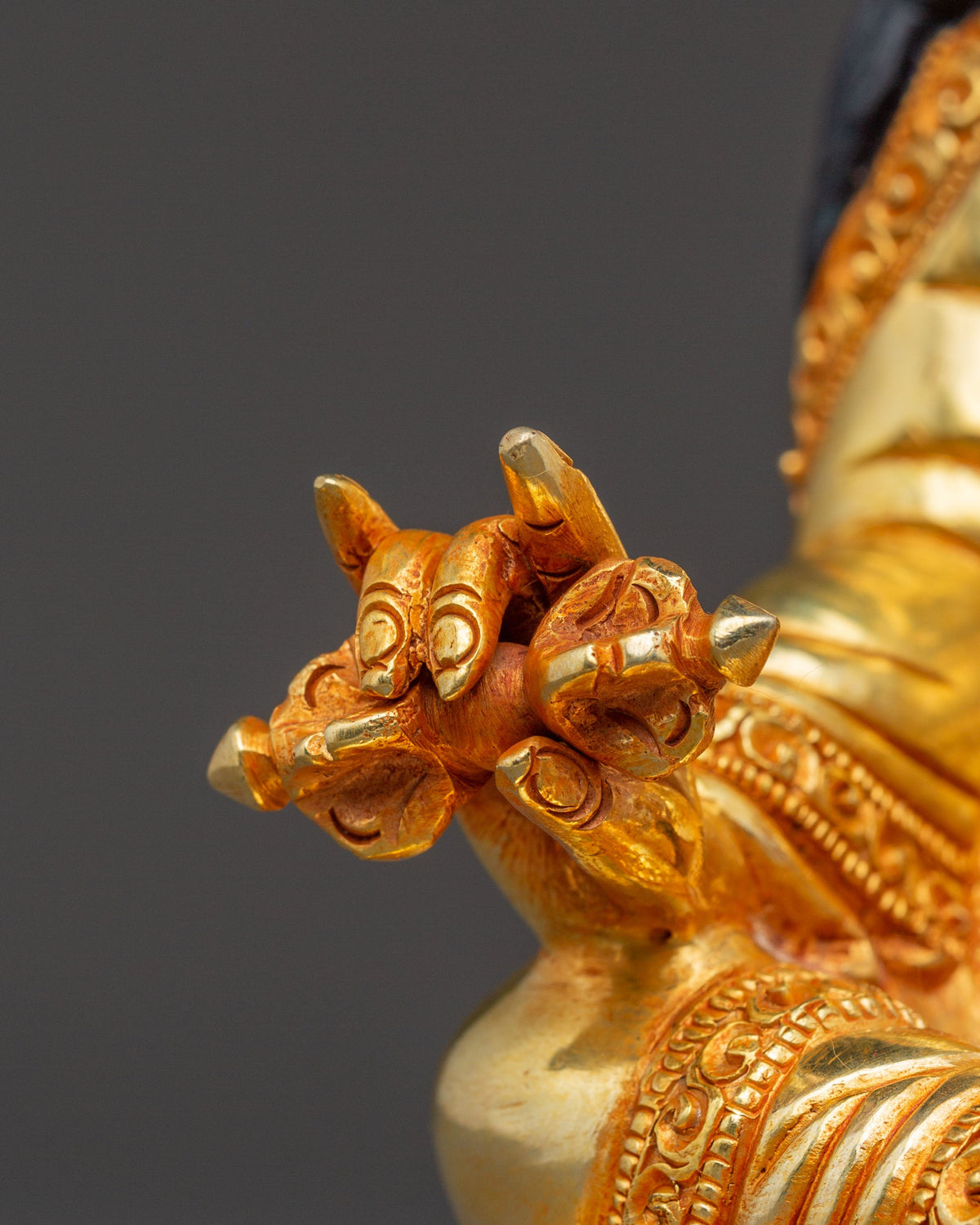 Guru Rinpoche Blessing Statue: 24K Gold Gilded Serenity