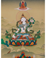 Tibetan White Tara With Amitabha Buddha Thangka