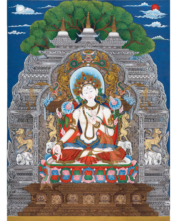 White Tara Thangka Print