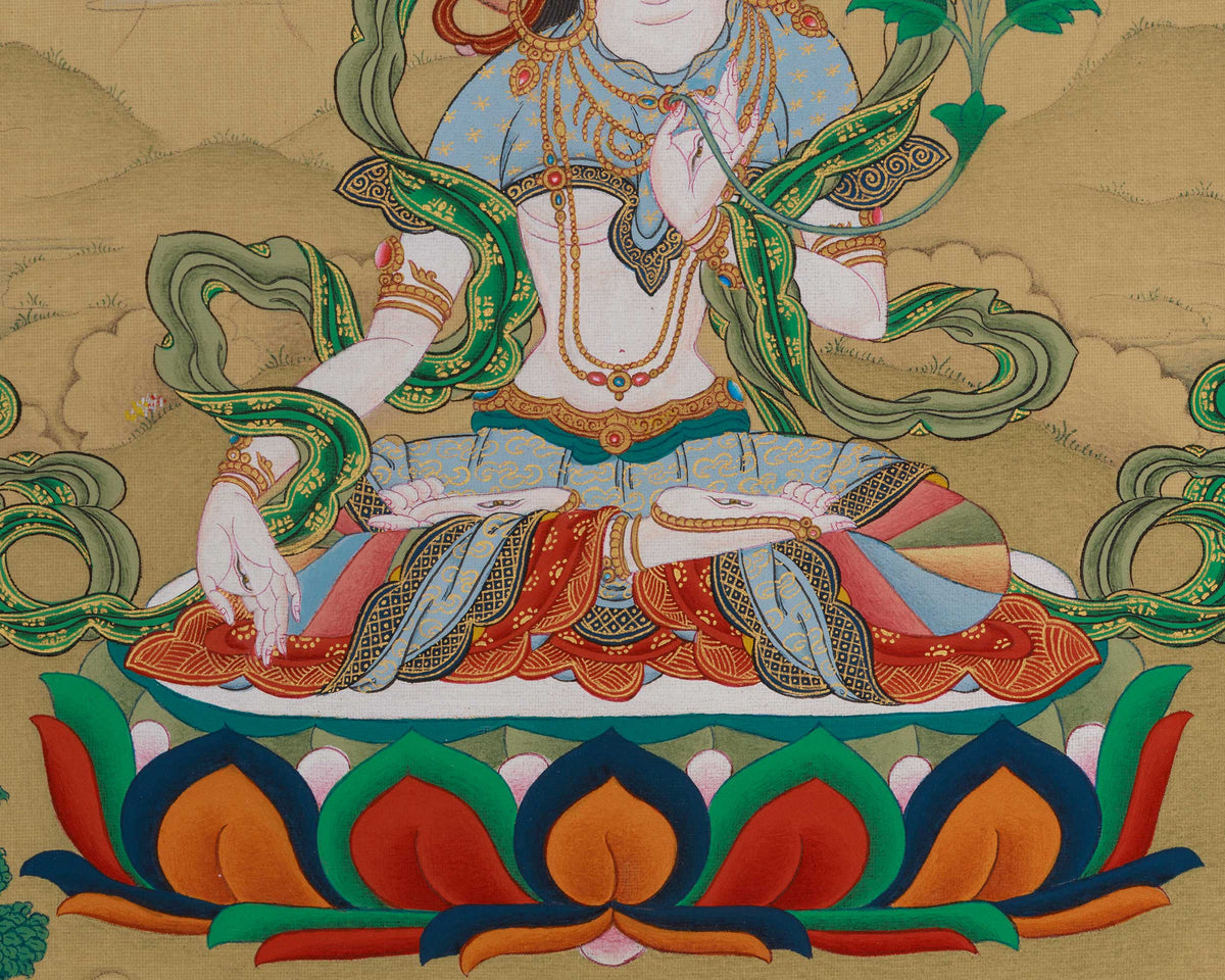 longevity Deity White Tara With Amitabha Buddha | Female Buddha