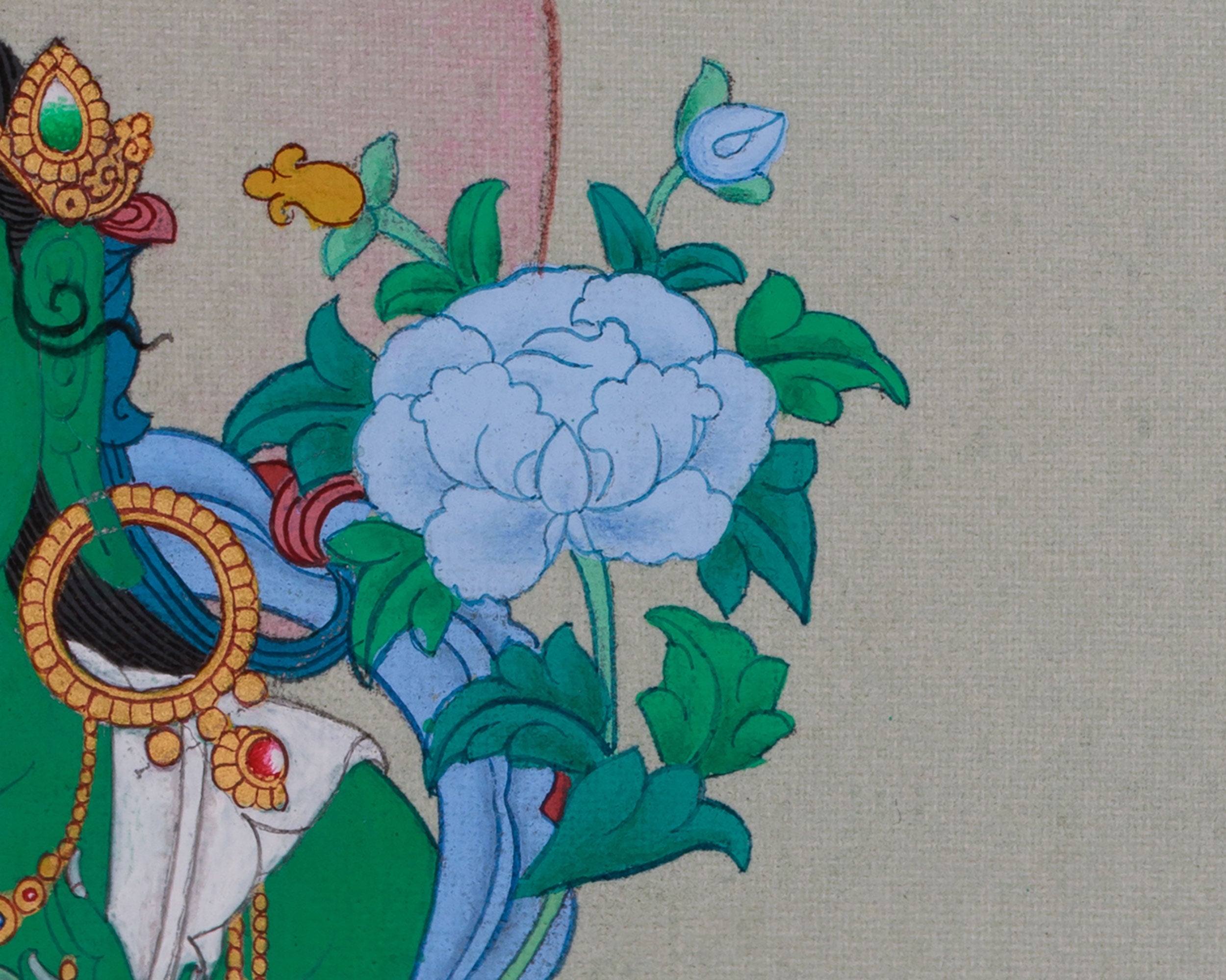 Hand-Painted Tibetan Arya Tara | Embodiment of Compassion and Swift Protection