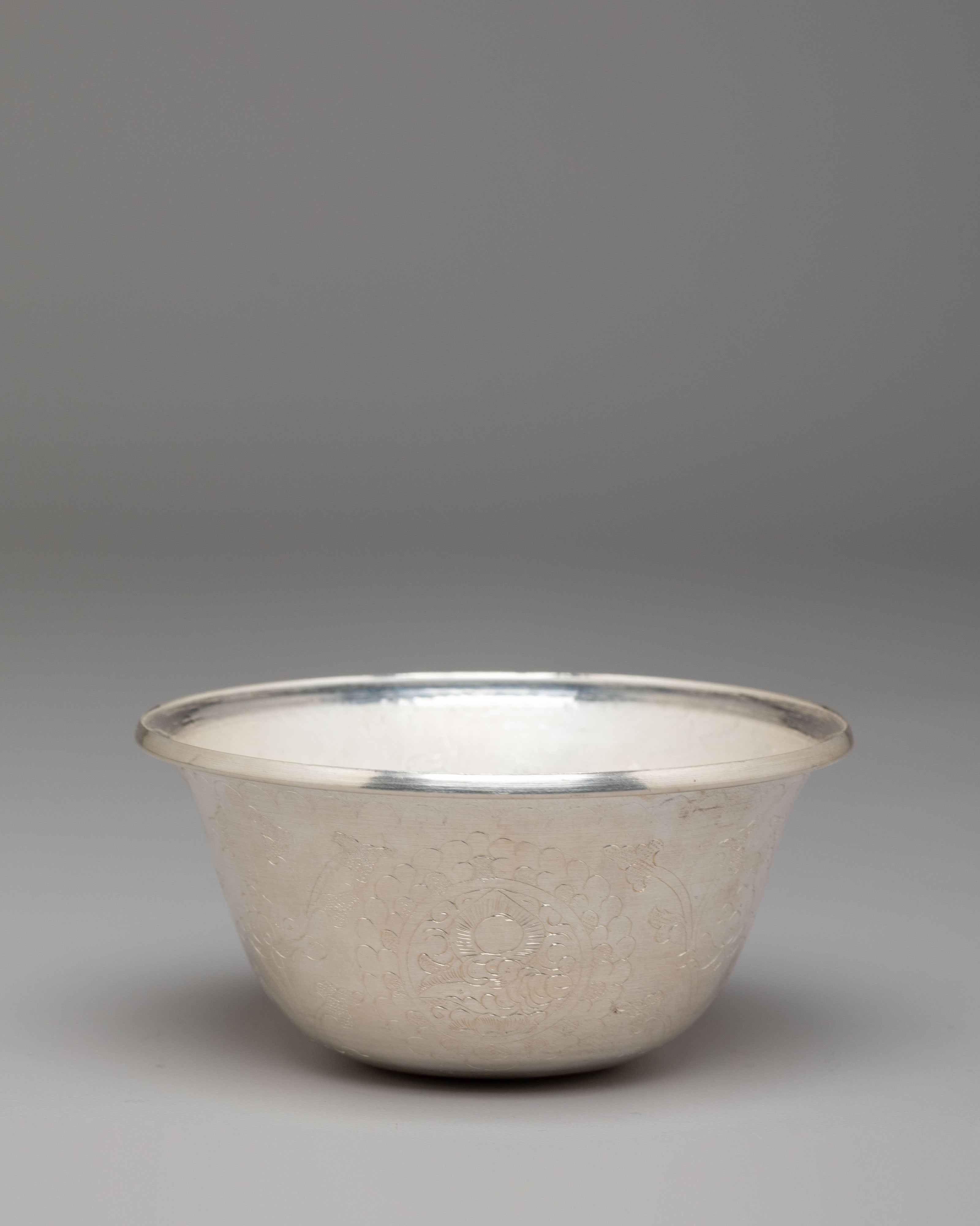 Tibetan Ritual Altar Offering Bowl | Silver Bowl for Spiritual Ceremonies