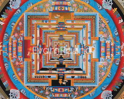 Kalachakra Mandala Thangka Print | Buddhist Art for Home Decoration