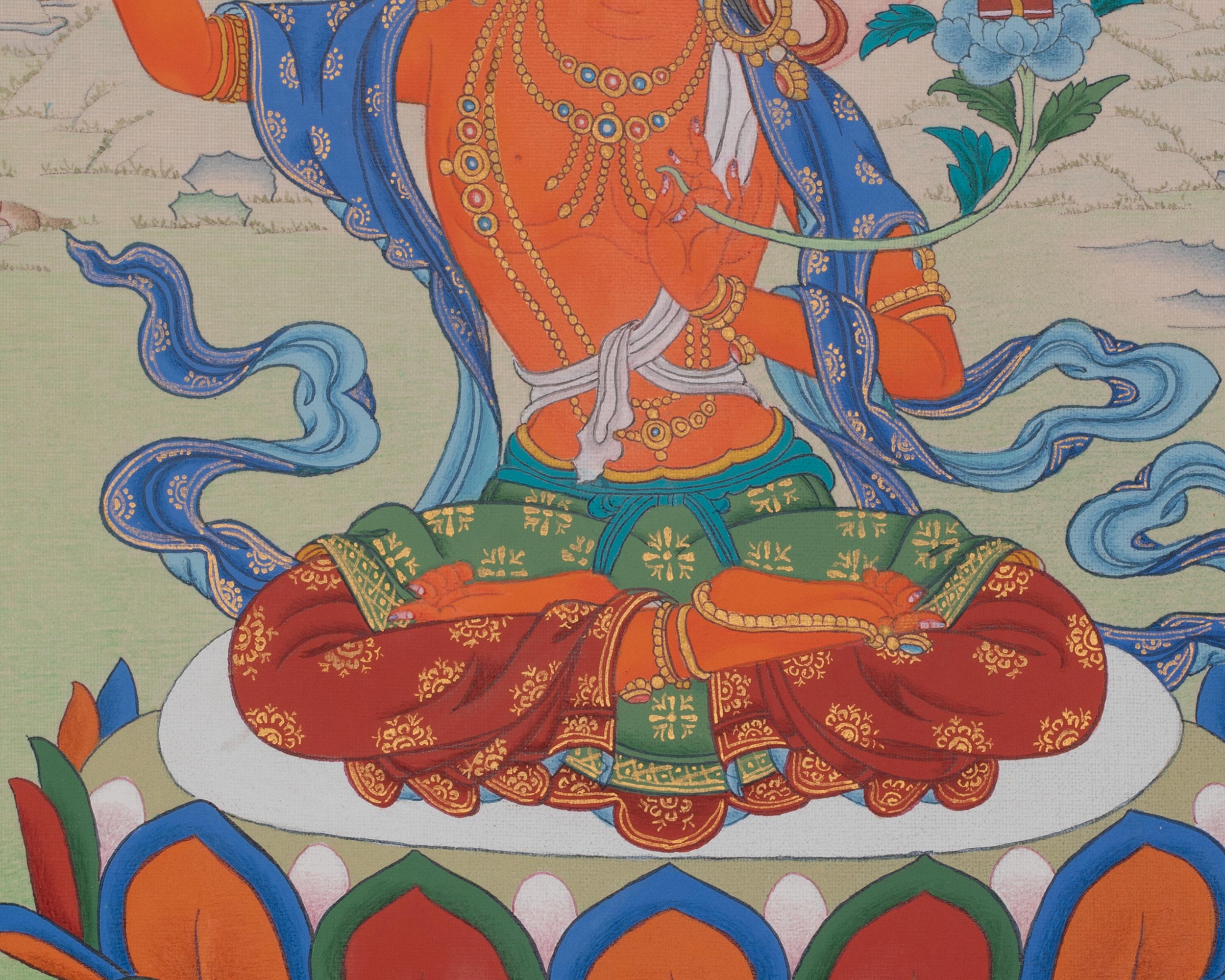 Manjushri Buddhist Art | Bodhisattva Deity | Sacred Artwork | Spiritual Gift