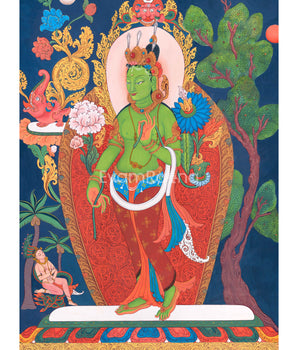 Traditional Green Tara Thangka Print | Prints on Canvas