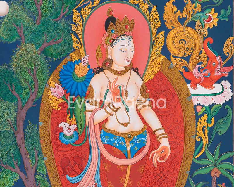 White Tara Thangka Print | Goddess of Compassion