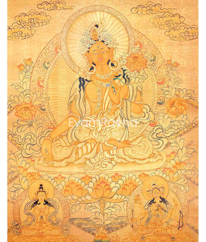 24K Gold Style White Tara Followed By Other Bodhisattvas
