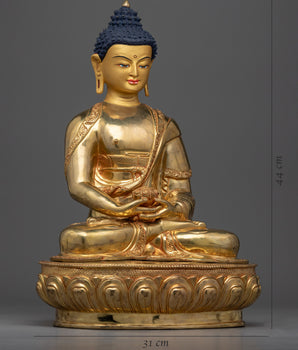 Buddha Amitabha Statue for Meditation & Rituals | Gold-Plated Tibetan Art