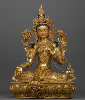 Green Tara Gold Gilded compassionate deity