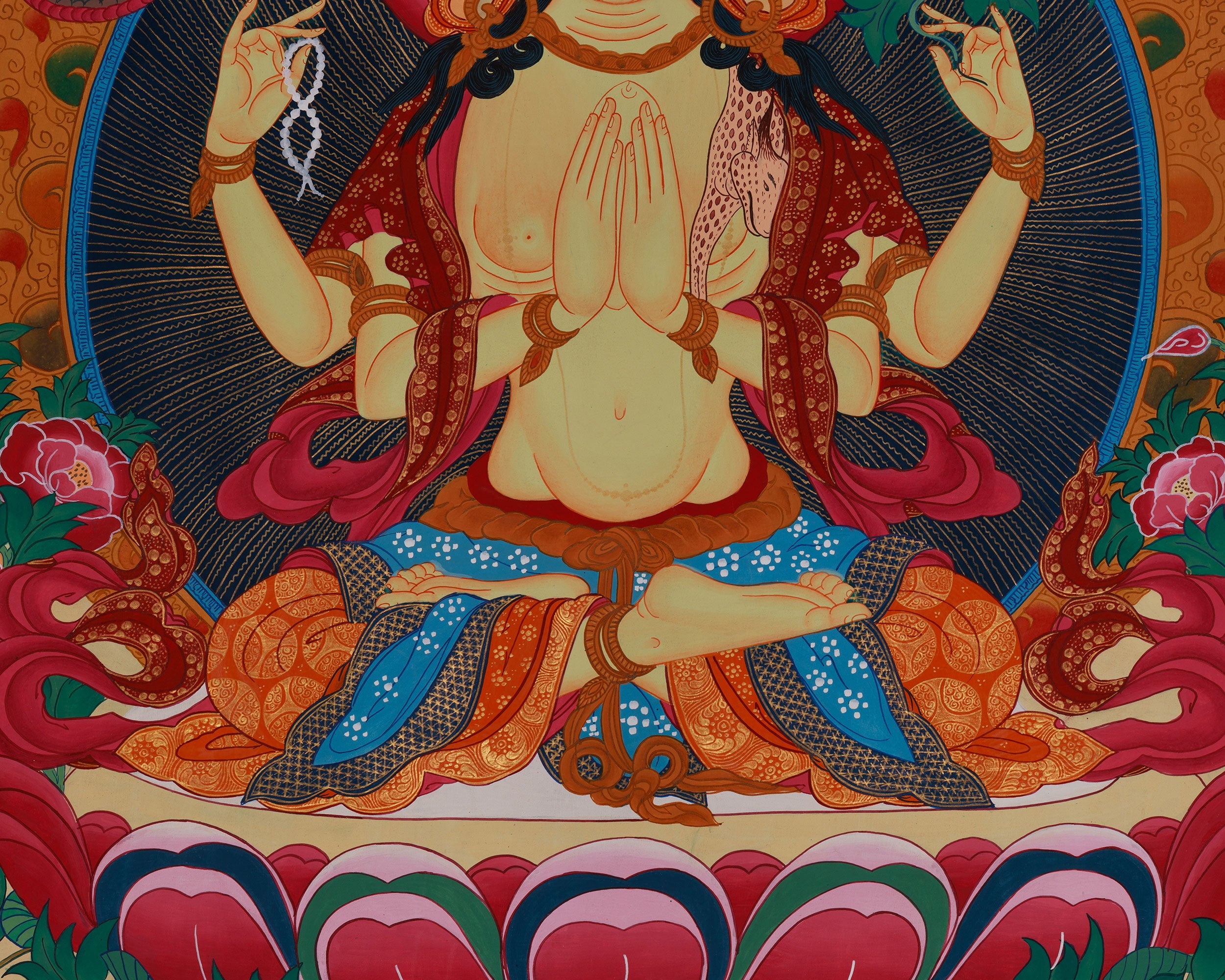 Himalayan Art Of Chenrezig | Tibetan Avalokiteshvara Thangka | Spiritual Altar