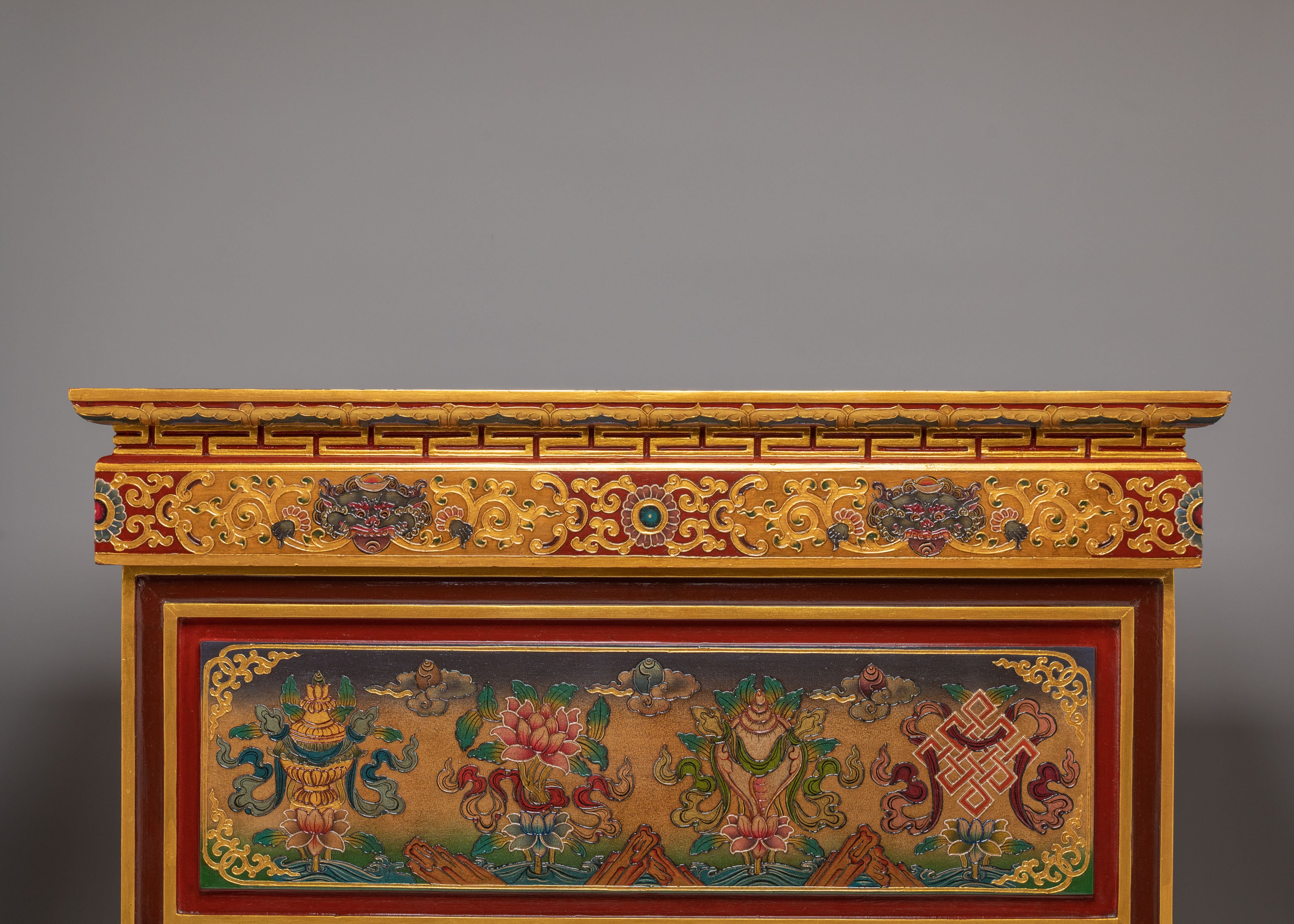 Sacred Tibetan Folding Table | Handcrafted Wooden Table for Meditation & Rituals