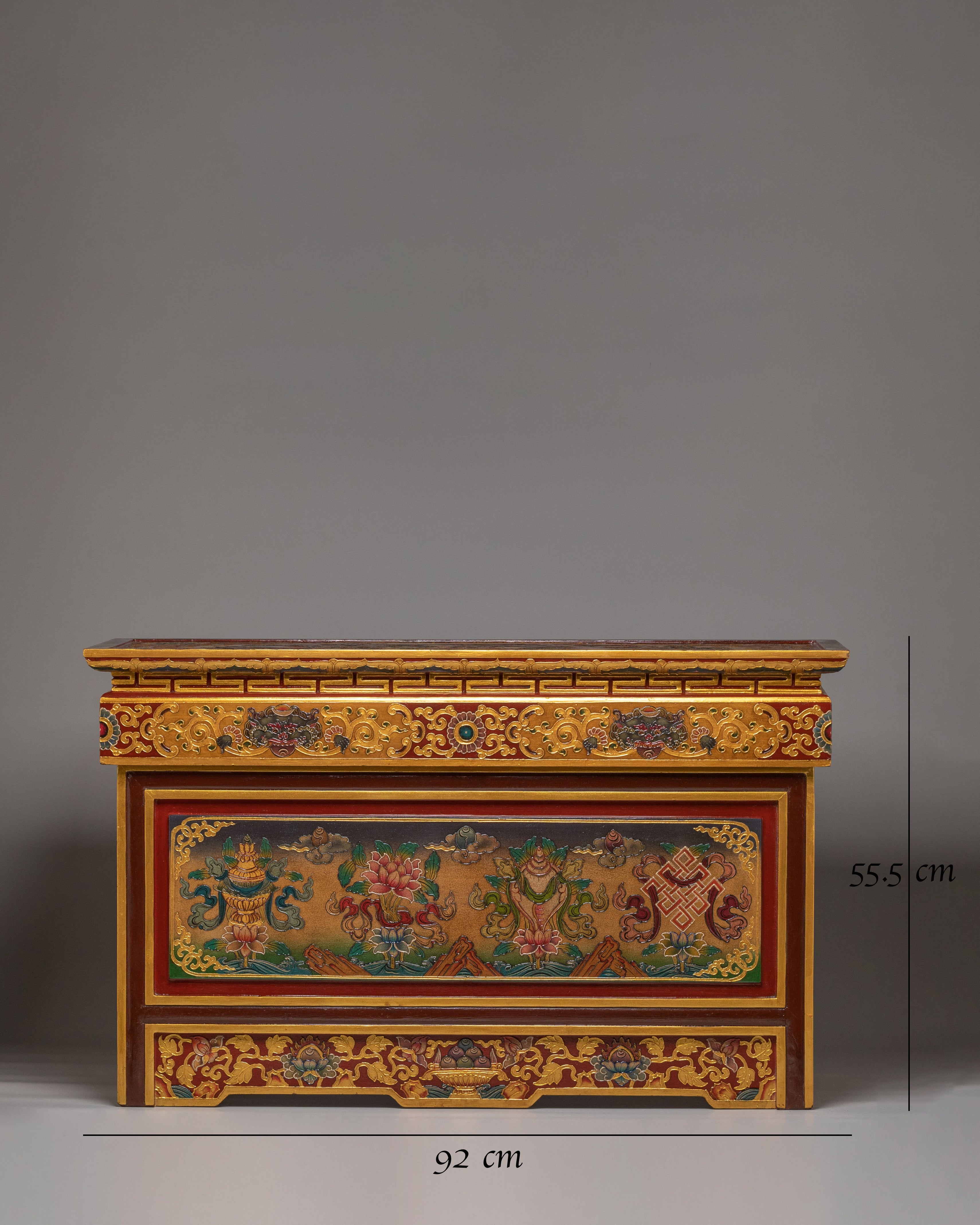 Sacred Tibetan Folding Table | Handcrafted Wooden Table for Meditation & Rituals