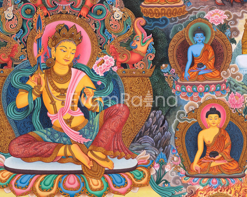 Manjushri Thangka Print | Bodhisattva Deity For Compassion | Himalayan Art