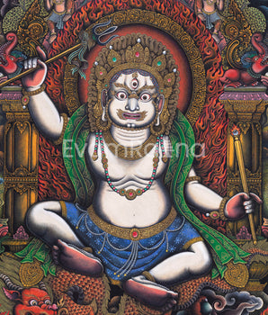 White Mahakala Thangka Print | Tibetan Spiritual Art