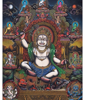 White Mahakala Thangka Print | Tibetan Spiritual Art