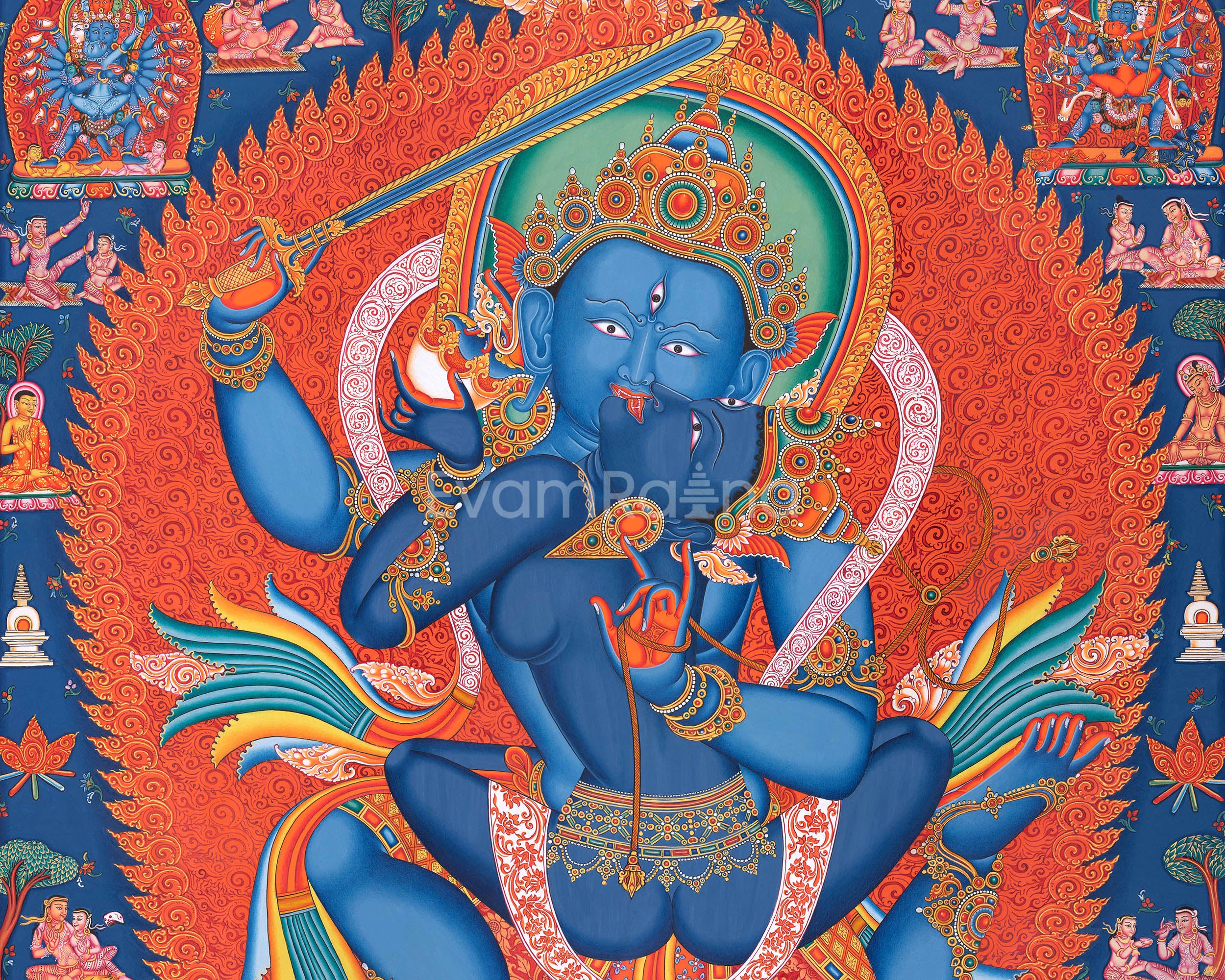 Traditional Chandra Maharoshan Thangka Print for Your Sacred Space | Wall Art
