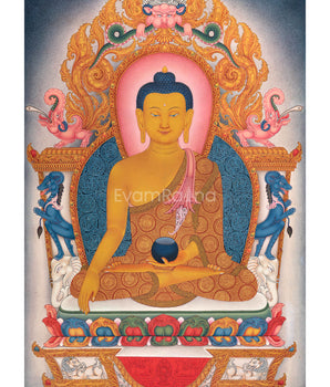 Traditional Buddha Shakyamuni Thangka Print for Enlightenment | Prints on Cotton Canvas