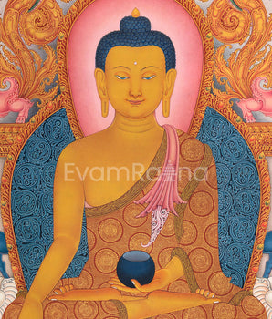 Traditional Buddha Shakyamuni Thangka Print for Enlightenment | Prints on Cotton Canvas