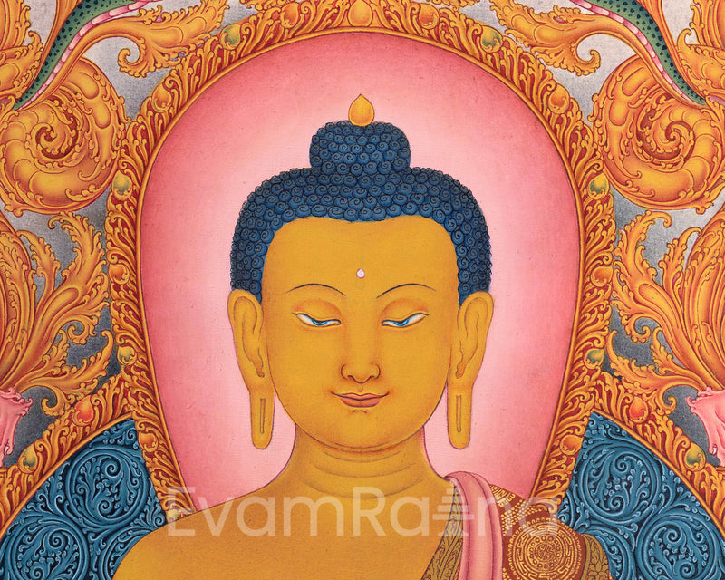 Traditional Buddha Shakyamuni Thangka Print for Enlightenment | Prints on Cotton Canvas