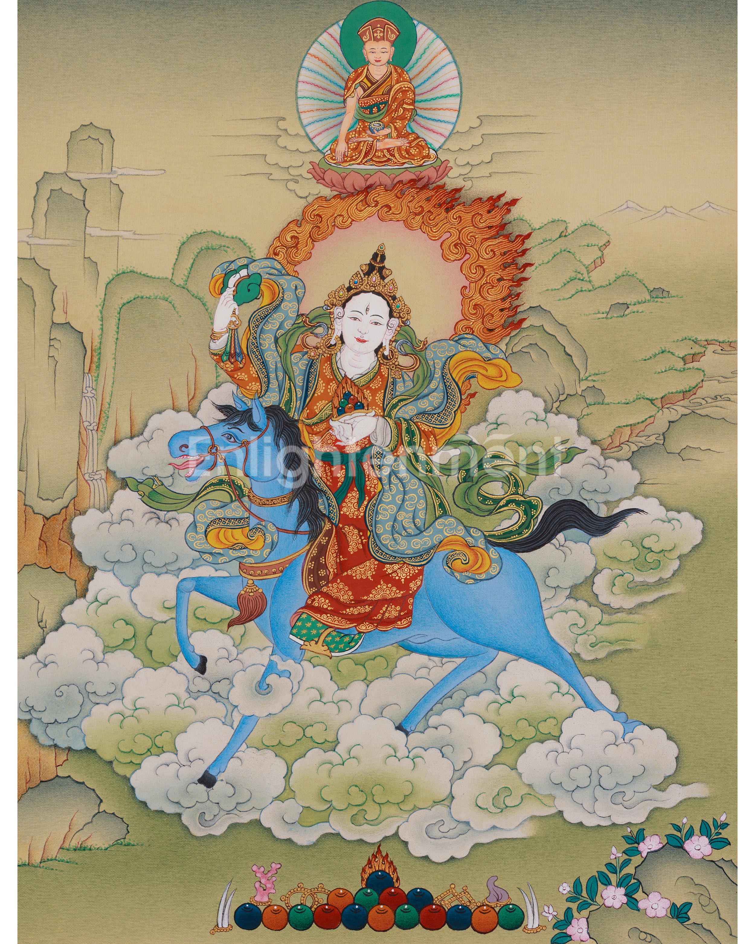 Achi Chokyi Drolma with Jigten Sumgon Thangka