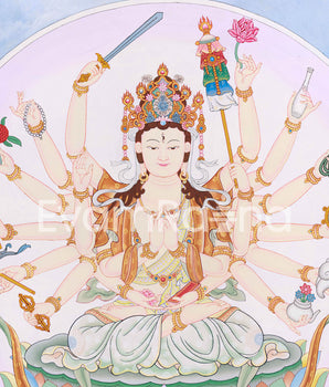 Traditional Cundi Canvas Print |  Cundi Bodhisattva Decor | Himalayan Art