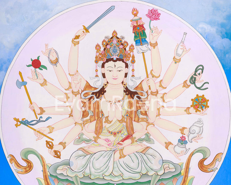 Traditional Cundi Canvas Print |  Cundi Bodhisattva Decor | Himalayan Art