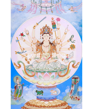Traditional Cundi Canvas Print |  Cundi Bodhisattva Decor | Himalayan Art