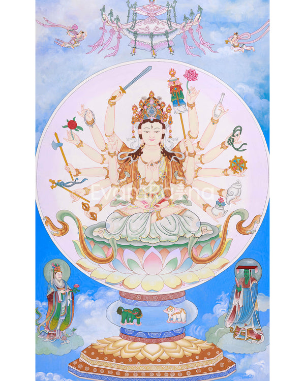 Traditional Cundi Canvas Print |  Cundi Bodhisattva Decor | Himalayan Art