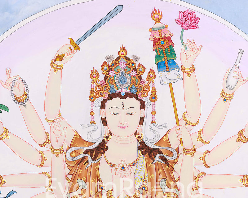 Traditional Cundi Canvas Print |  Cundi Bodhisattva Decor | Himalayan Art