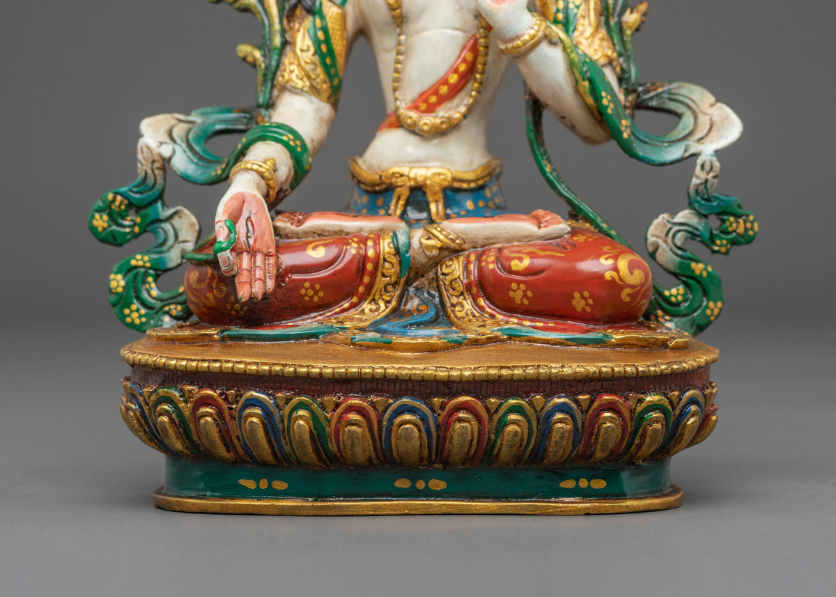 Handmade Divine White Tara Figurine | Compassionate Healing Goddess