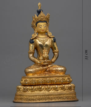 Amitayus of Pure Realm Statue | Gold-Plated Tibetan Buddhist Art