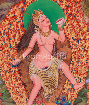 Traditional Vajrayogini Thangka  Print | Print on Cotton Canvas | Dakini Deity