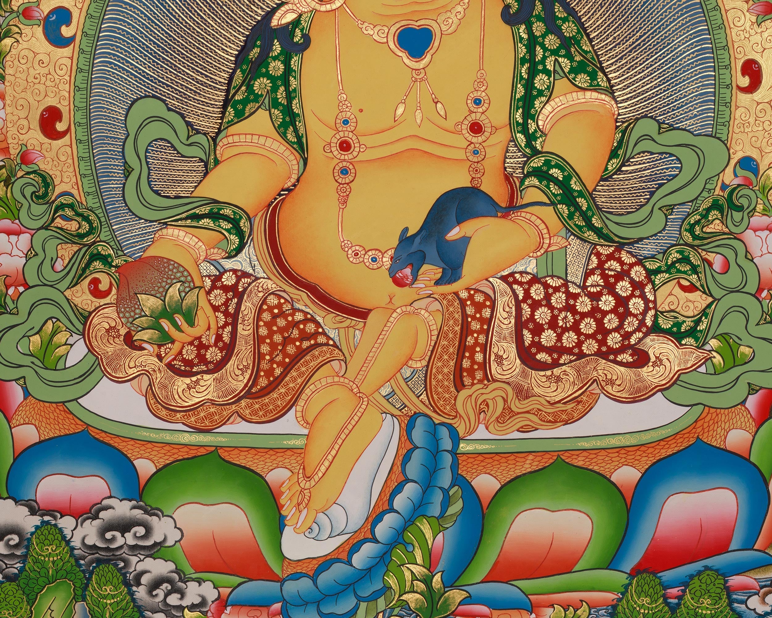 Dzambhala Buddhist Deity Thangka | Guardian of Prosperity