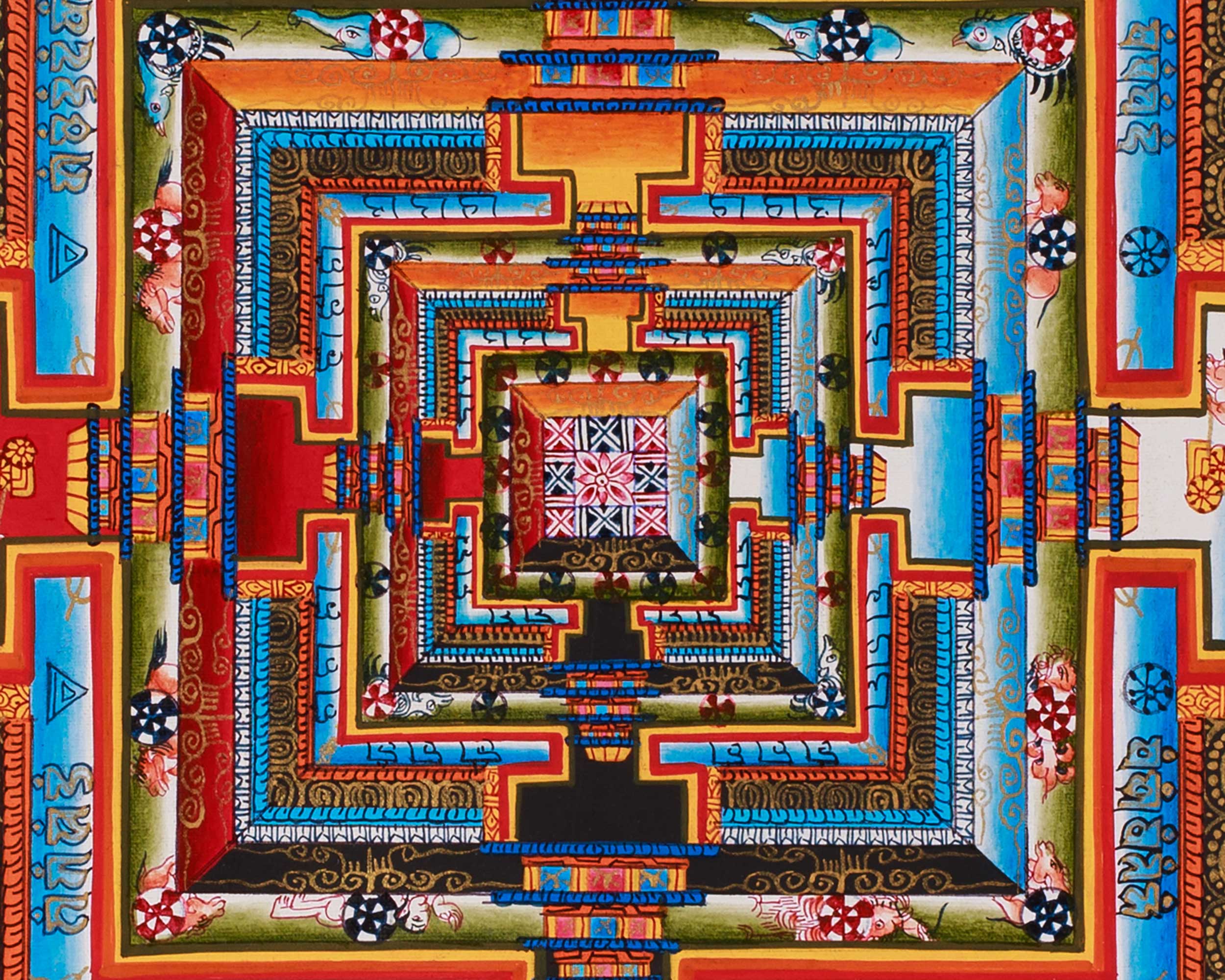 Divine Kalachakra Mandala Art | Sacred Tibetan Buddhist Painting of Cosmic Wisdom