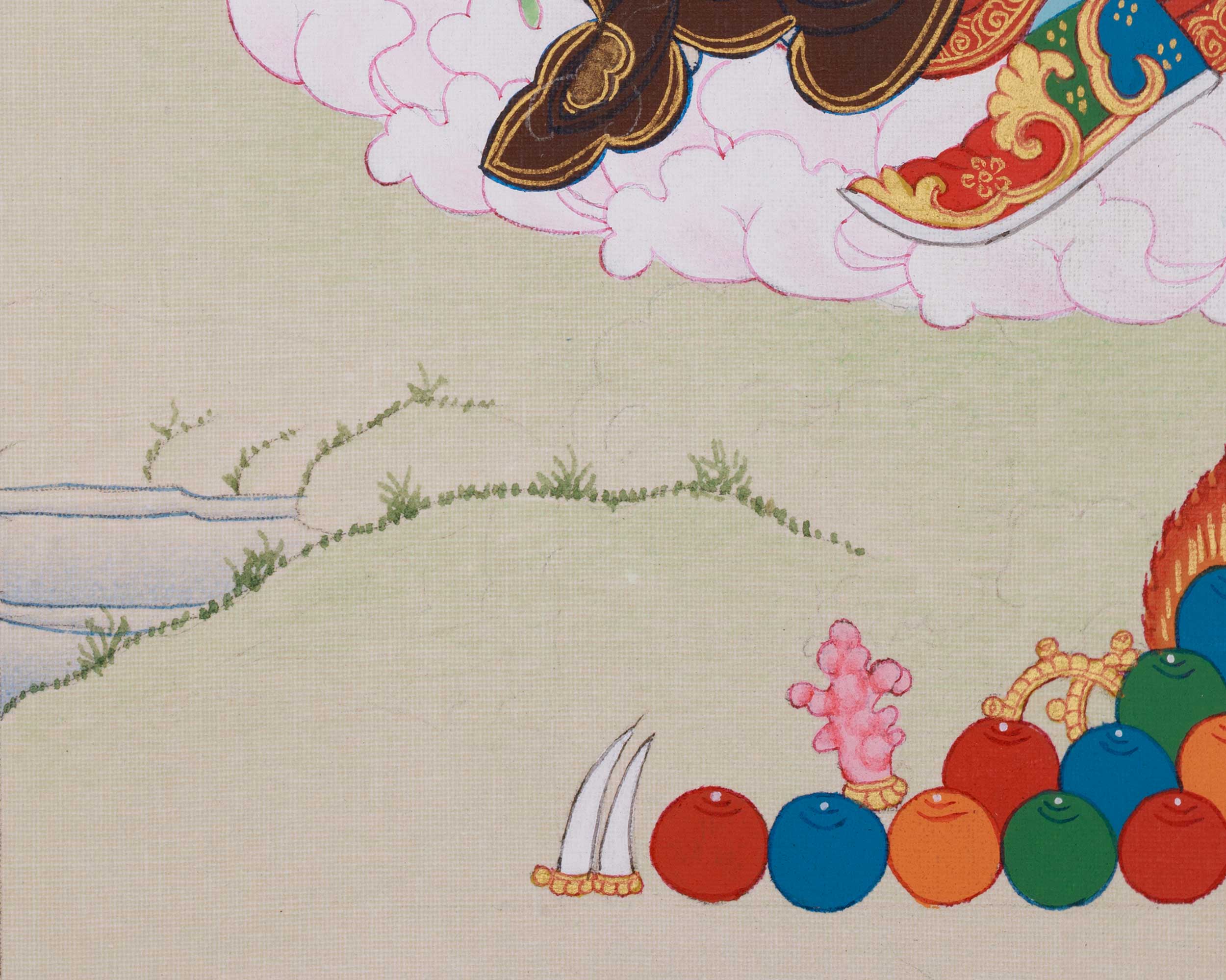 Himalayan Thangka of Guru Rinpoche With Consort | Lotus Born Master