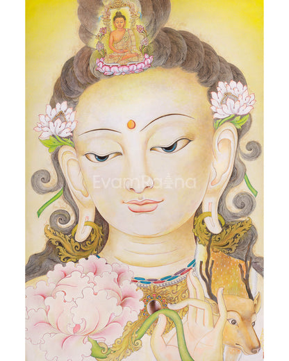 Traditional Chenresig Canvas Print | Nepalese Art | Compassionate Deity