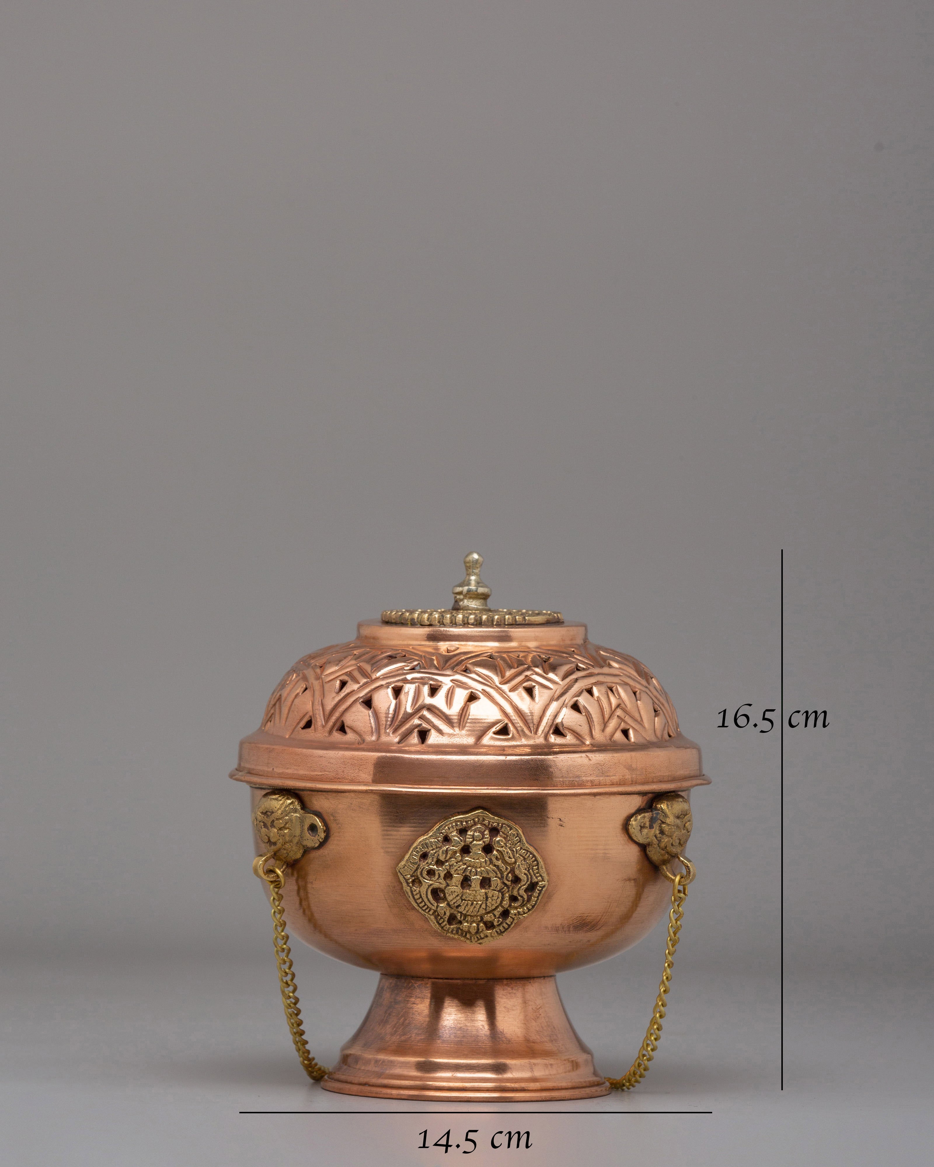 Tibetan Altar Incense Burner | Handcrafted Metal Ritual Offering Vessel
