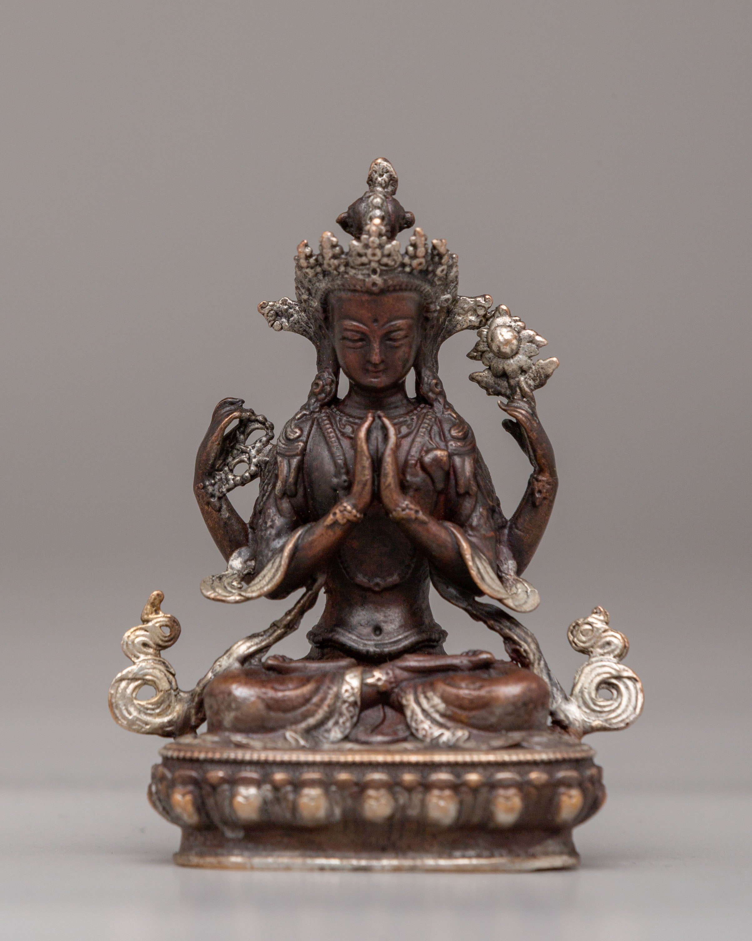 Spiritual Handcrafted Tibetan Altar Box with Deity Statues