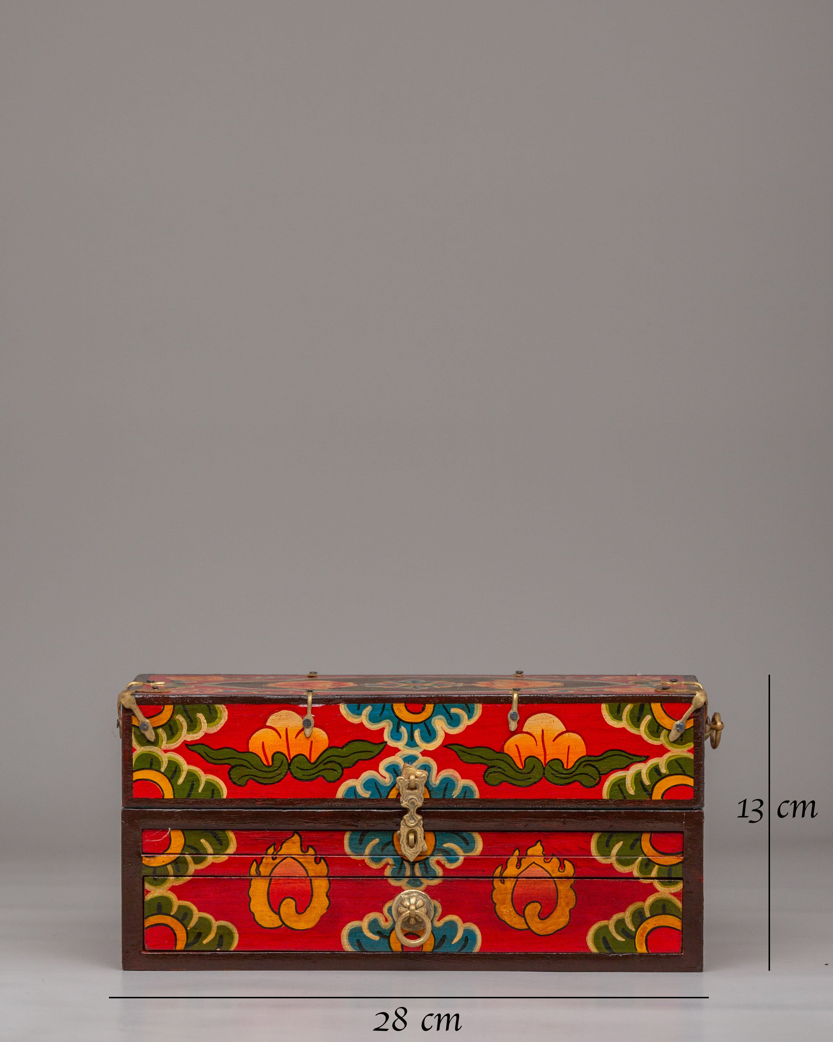 Spiritual Handcrafted Tibetan Altar Box with Deity Statues