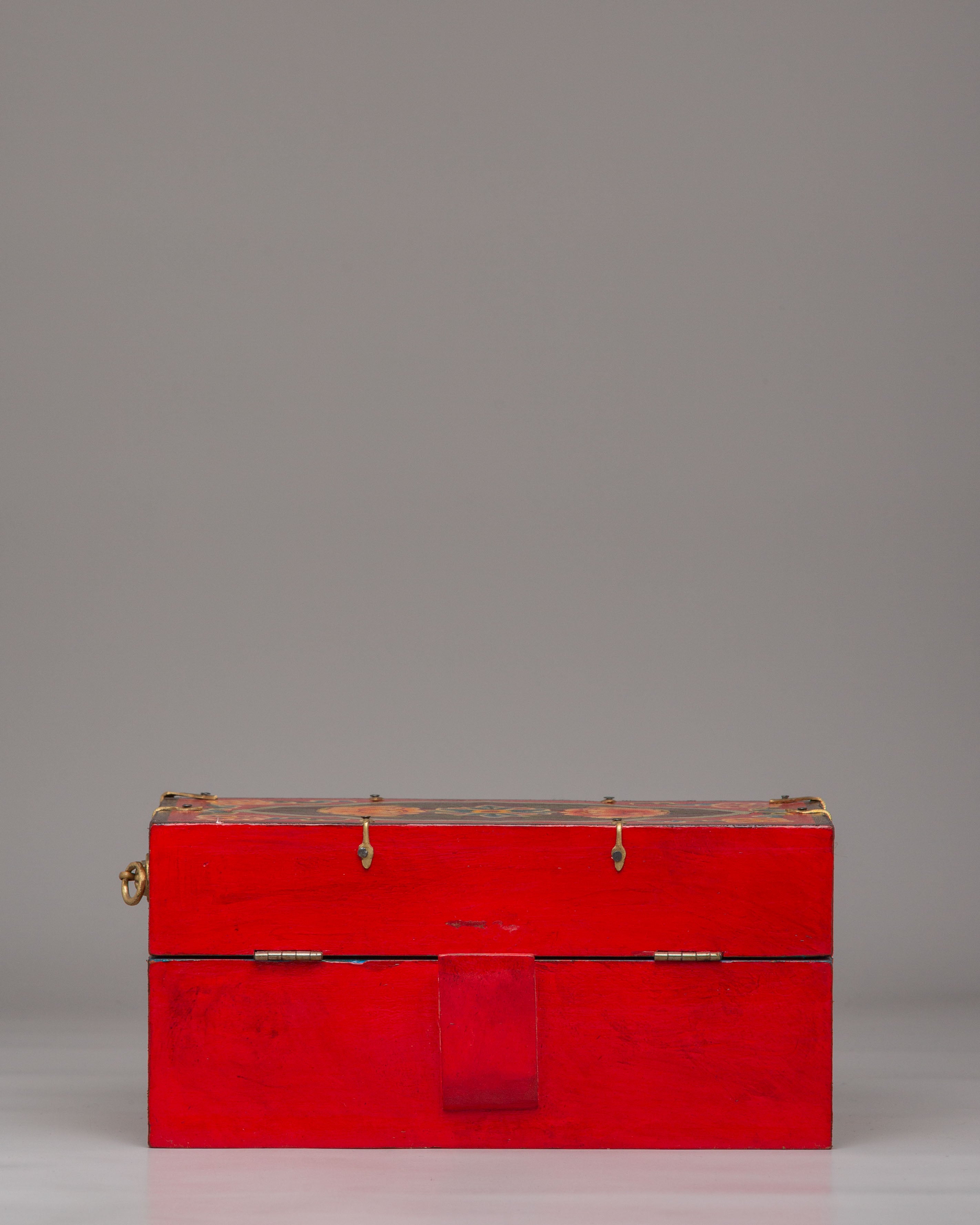 Spiritual Handcrafted Tibetan Altar Box with Deity Statues