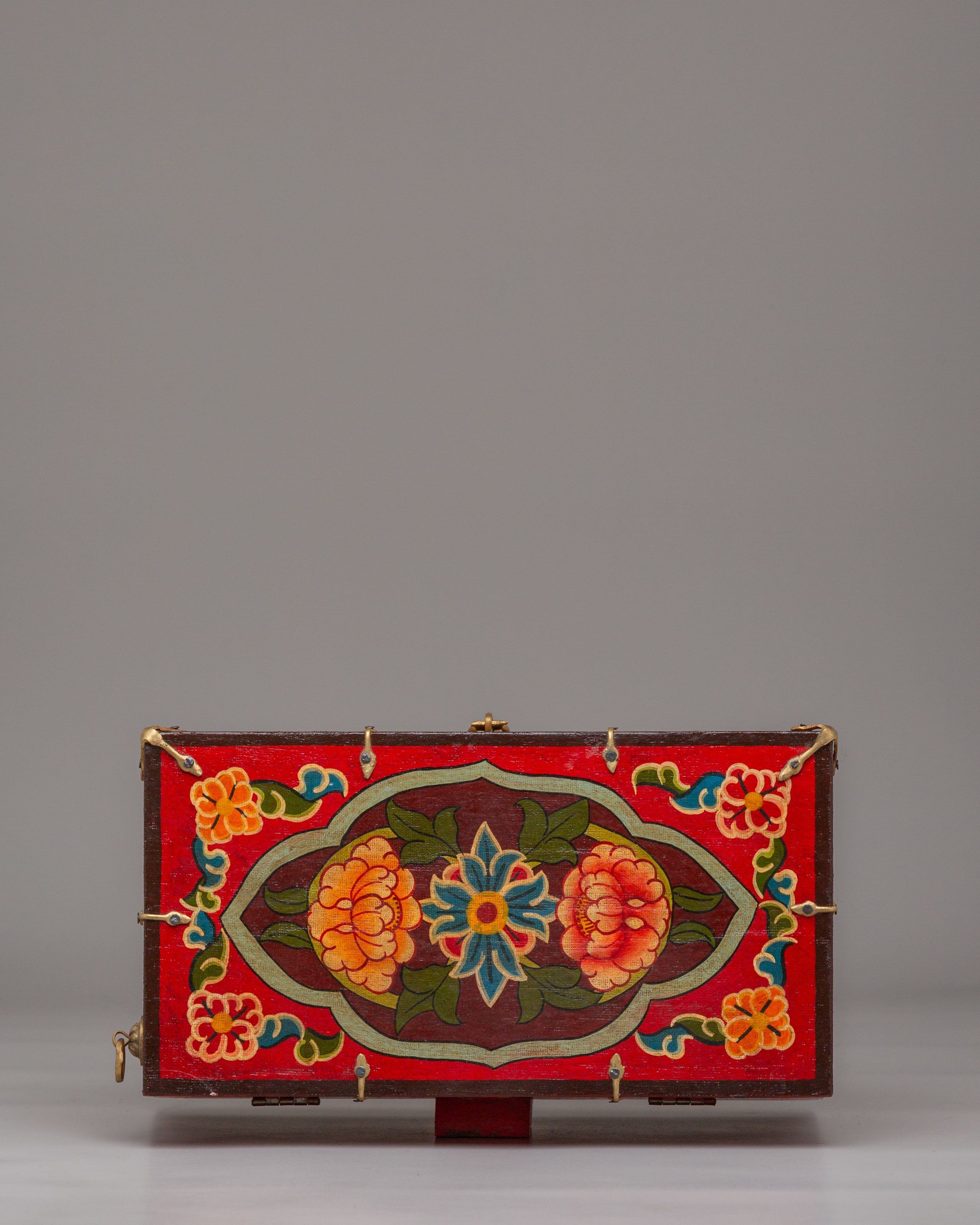 Spiritual Handcrafted Tibetan Altar Box with Deity Statues