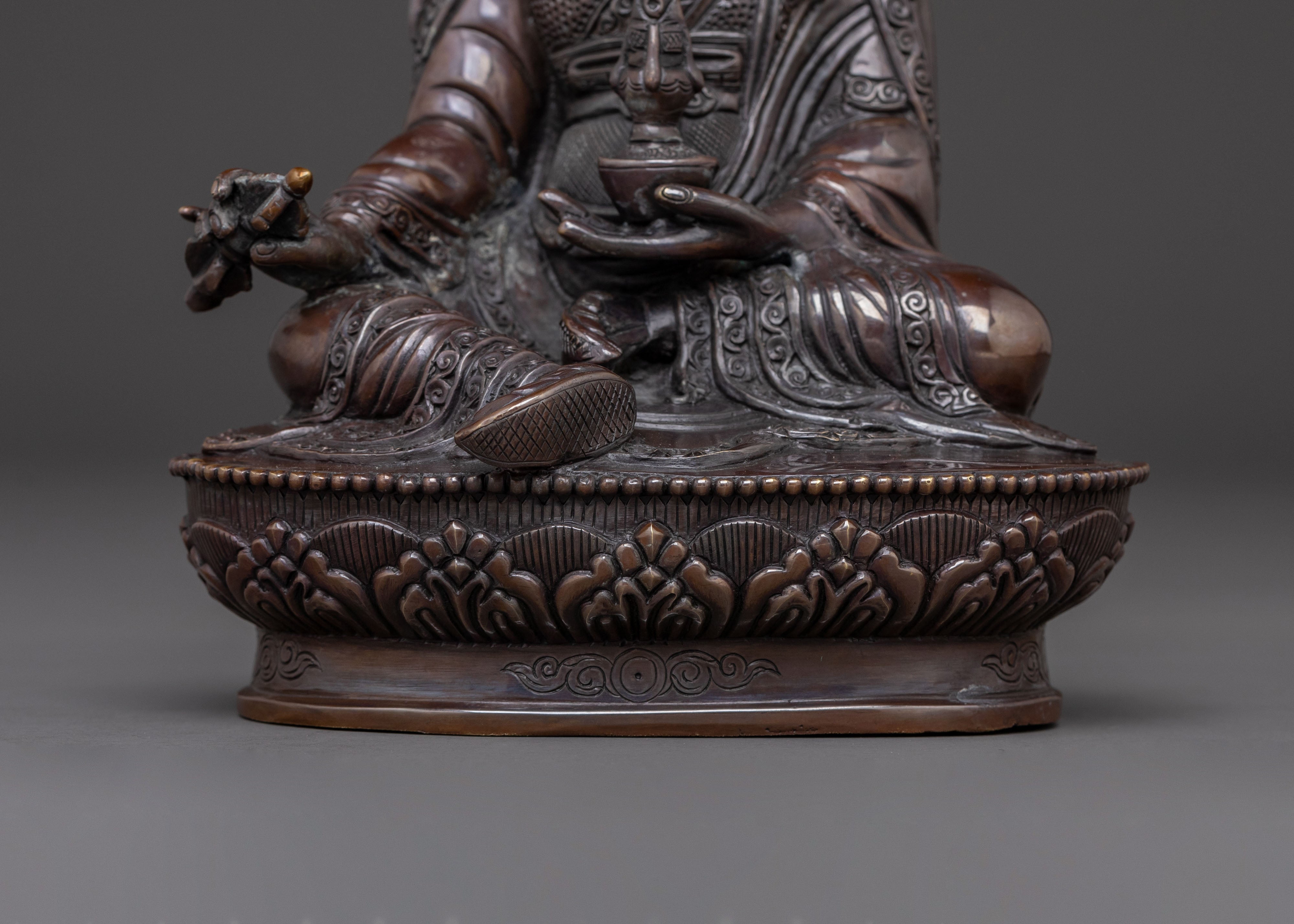 Guru Rinpoche Handcrafted Sacred Statue – Oxidized Copper