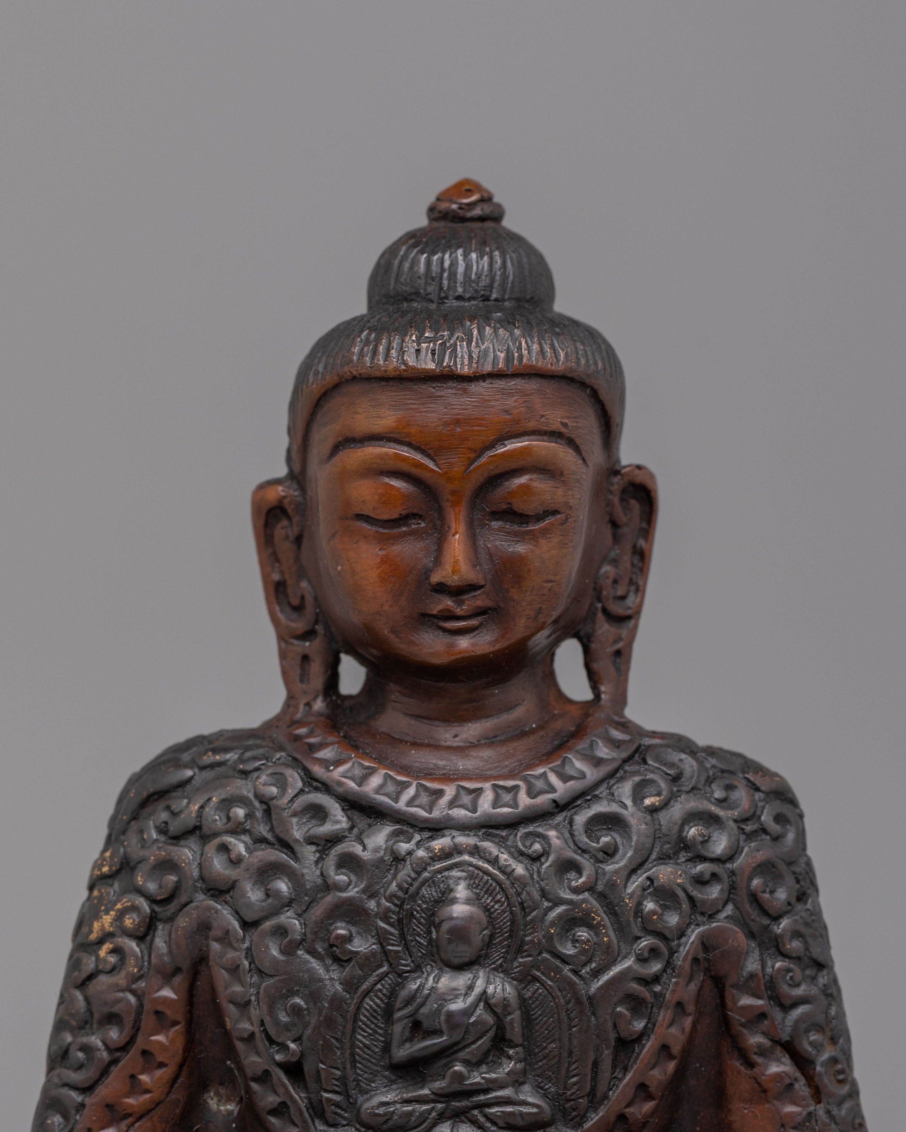 Amitabha Buddha Statue for Meditation | Oxidized Copper Buddha Figure