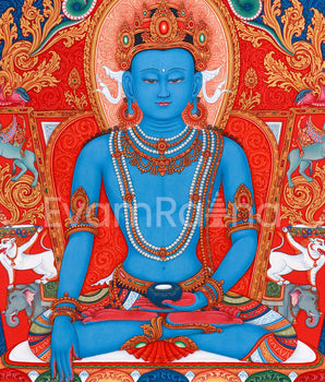 Akshobhya Thangka Print | High-Quality Artwork Capturing the Divine Blue Buddha Essence
