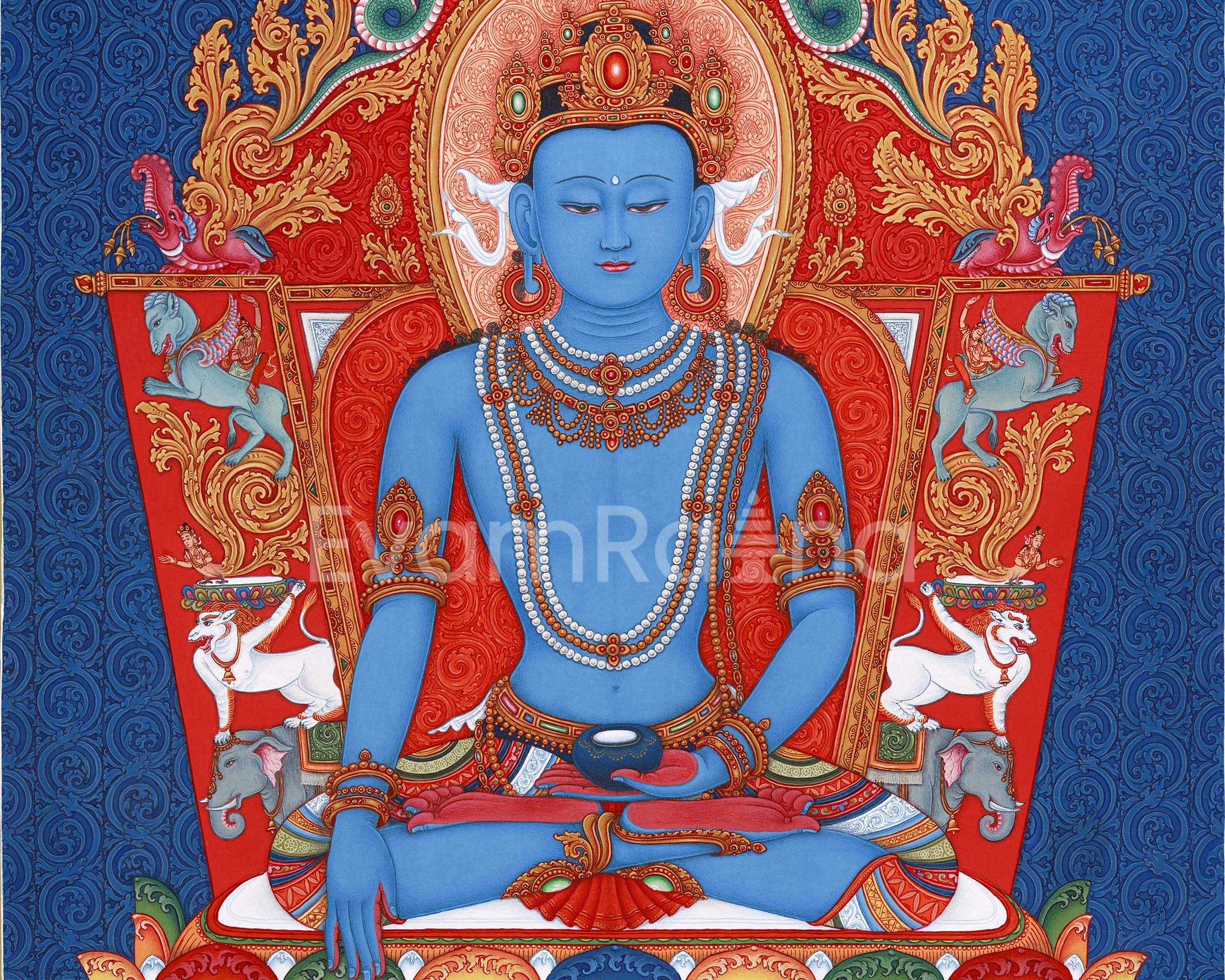 Akshobhya Thangka Print | High-Quality Artwork Capturing the Divine Blue Buddha Essence